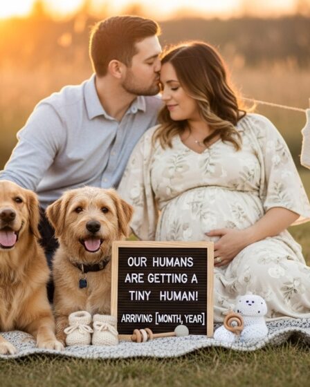 Baby Announcement Photoshoot with Dogs