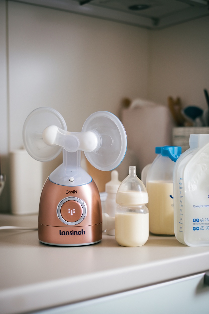 Lansinoh Smartpump 2.0 Double Electric Breast Pump with milk bottles