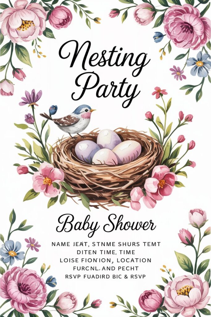 Editable Floral Nesting Party Templates