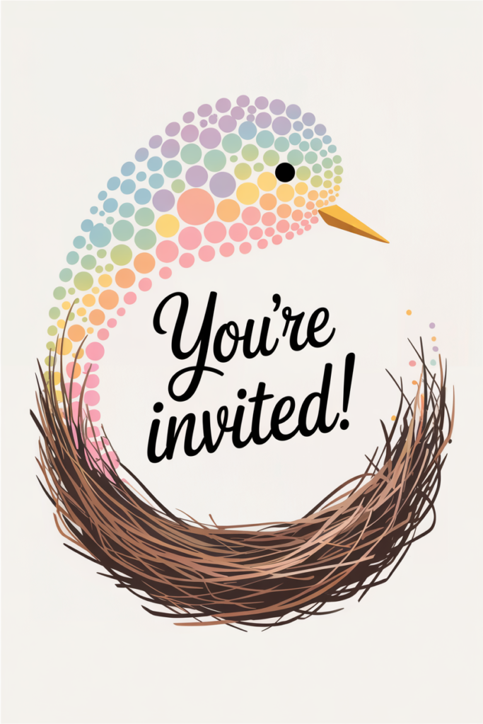 Pastel Rainbow Dot Nesting Invitations