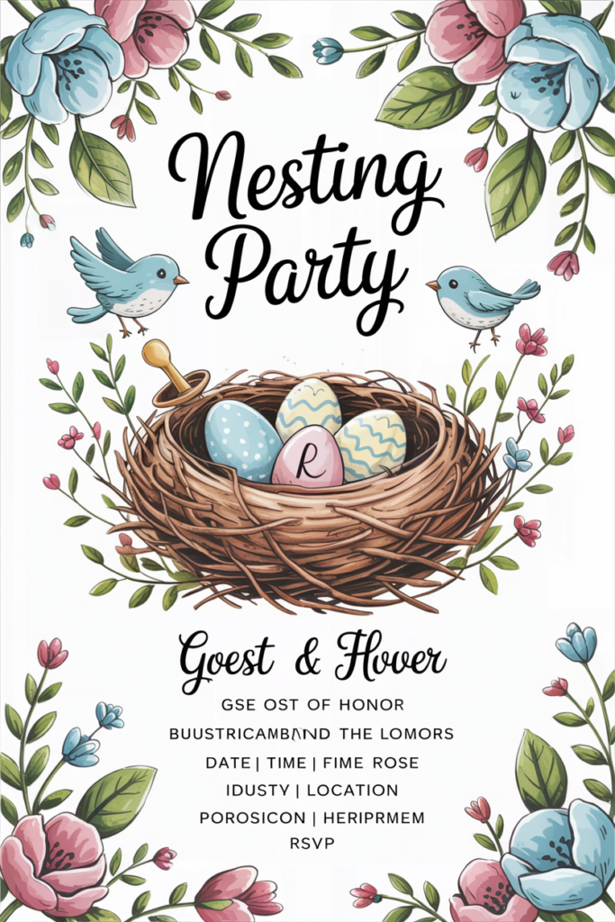 Custom Illustrated Nesting Party Invitations