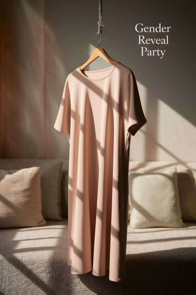 Gender-Neutral Beige Shift Dress