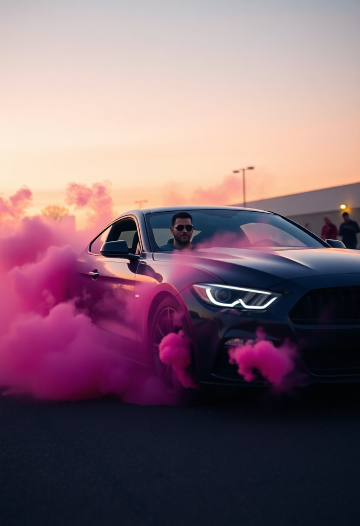 Car Burnouts with Colored Powder
