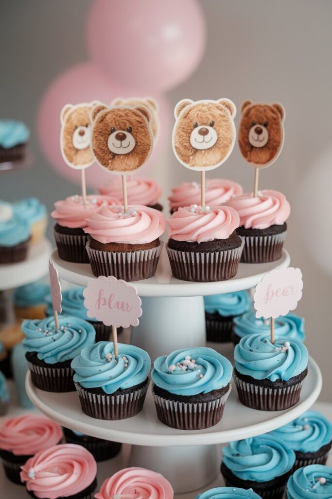 Teddy Bear Toppers with Colored Cream