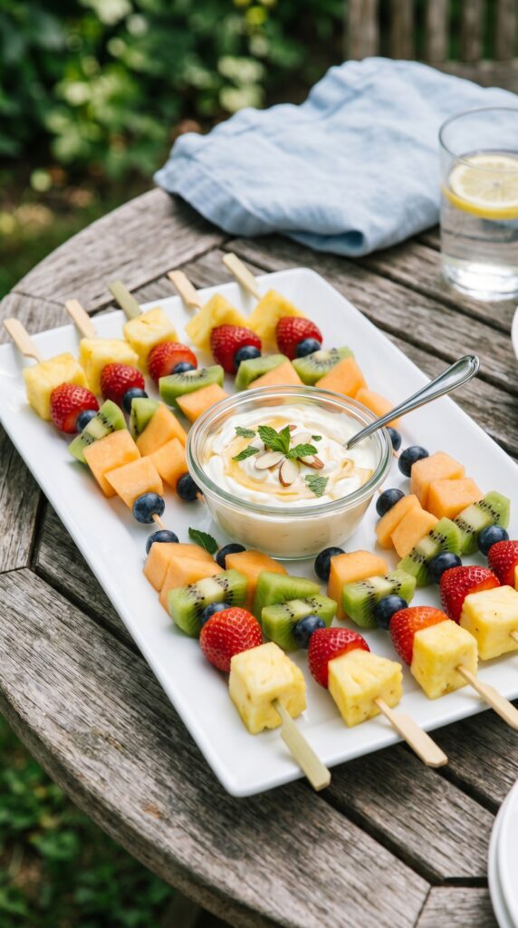 Fruit Skewers with Yogurt Dip