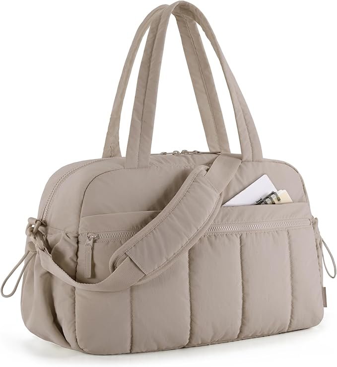 BAGSMART Gym Bag Duffle Weekender Travel Bag Women Beige
