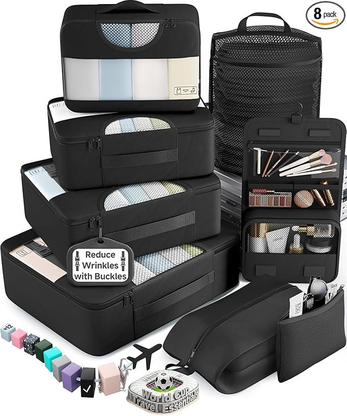 Veken 8 Set Packing Cubes Anti-Wrinkle Suitcase Organizer