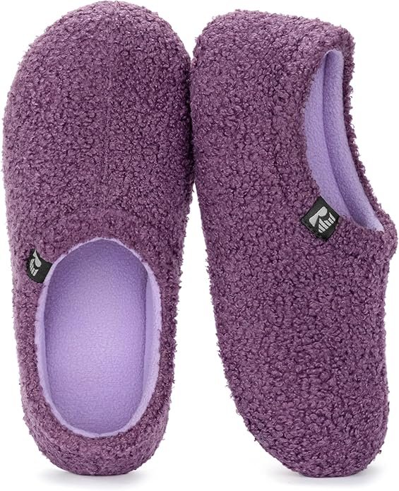 RockDove Women's Teddy Fleece Closed Back Slippers Purple