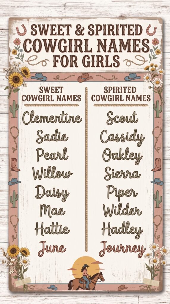 Sweet & Spirited Cowgirl Names for Girls
