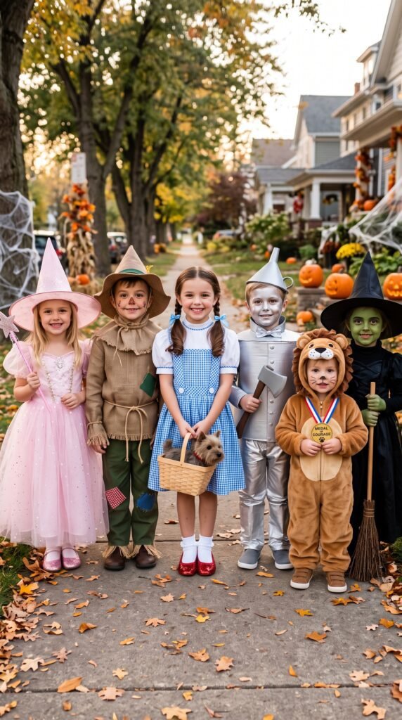 Cute Group Halloween Costumes as the Wizard of Oz Crew