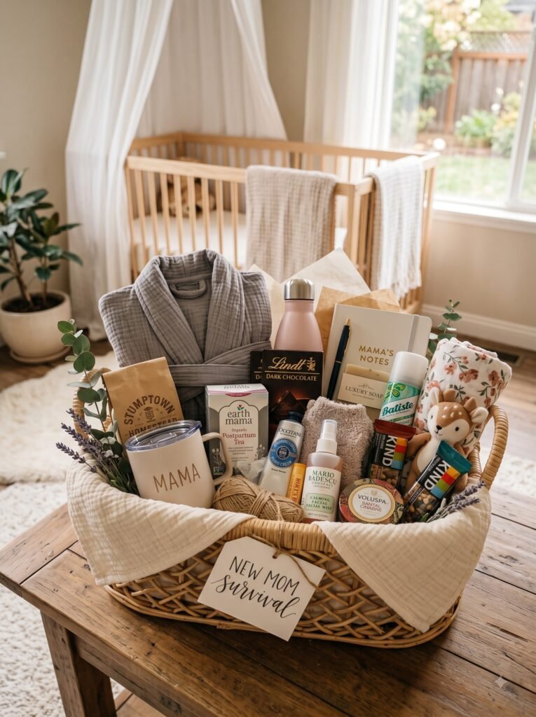 "New Mom Survival" Basket