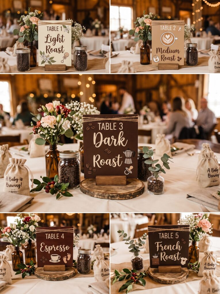 Coffee Roast-Themed Table Numbers