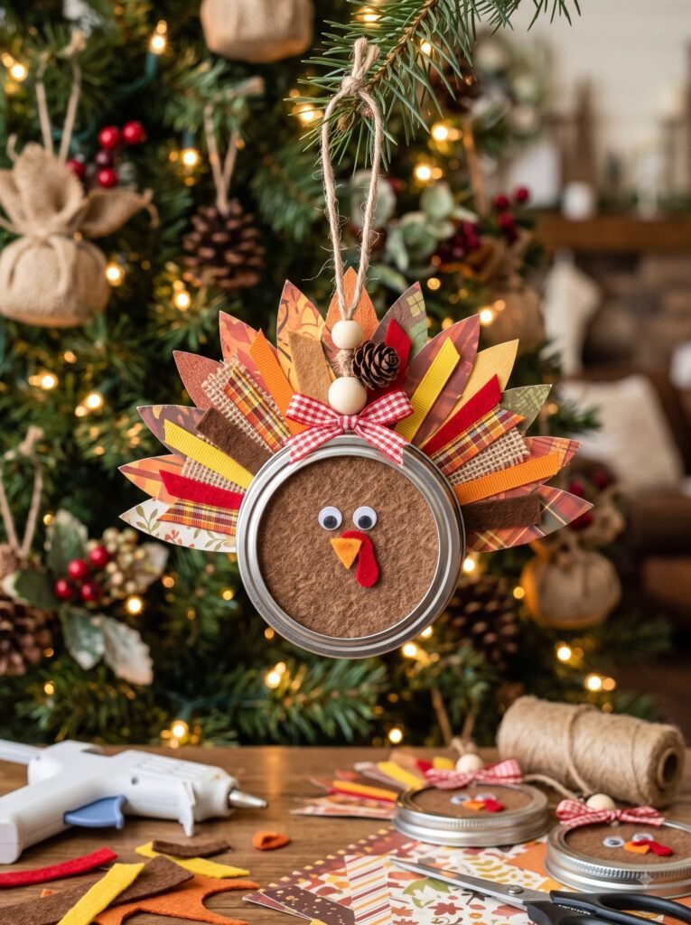Mason Jar Lid Turkey Ornament