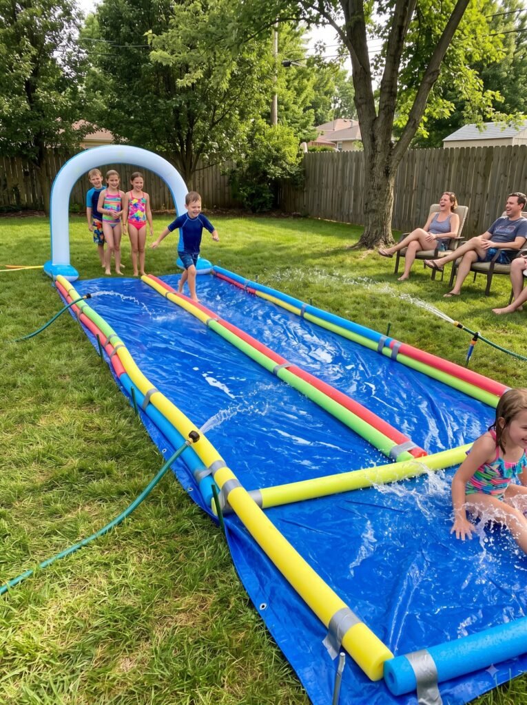 Pool Noodle Slip-and-Slide Bumpers