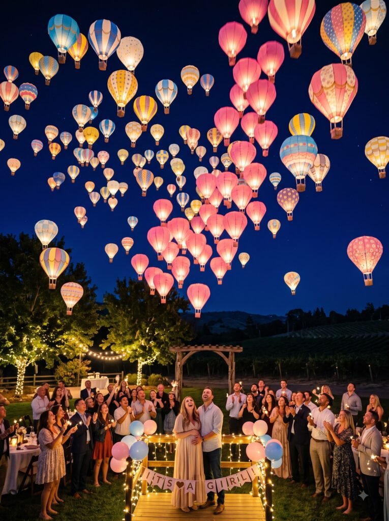 Reveal With Hot Air Balloon–Style Paper Lanterns